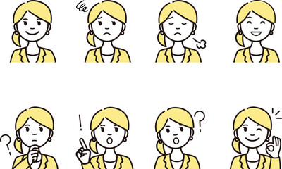 キャリアウーマンの人物アイコンセット