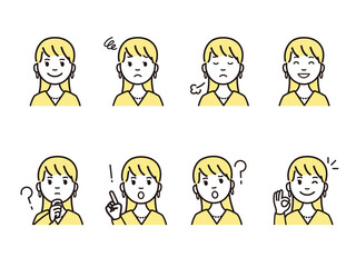 キャリアウーマンの人物アイコンセット