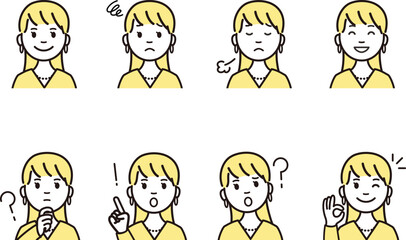 キャリアウーマンの人物アイコンセット