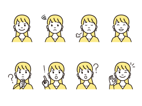 キャリアウーマンの人物アイコンセット