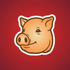 Simple style vector icon cute and flat pig head vector
