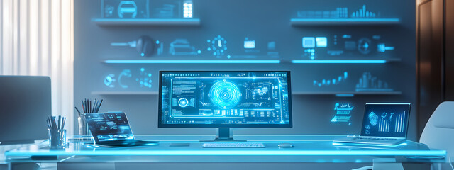 Obraz premium Futuristisches Arbeitszimmer