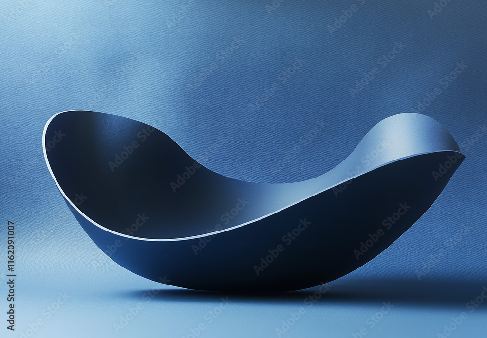 Poster elegant blue gradient background transitioning from light to deep tones, featuring a curved, dark ab