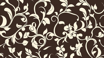 Fototapeta premium Elegant Floral Damask Pattern Brown Background Design