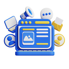 Content Marketing 3D icon graphics illustration. Ideal for business, technology, company, websites, apps, education, marketing and promotion.