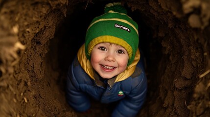 A Groundhog Day obstacle course where kids pretend to be groundhogs, crawling through tunnels and popping out of burrows, active and playful