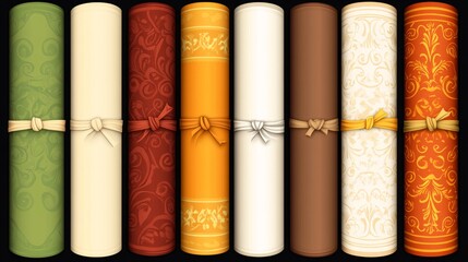 Elegant Rolled Parchments with Ornate Designs