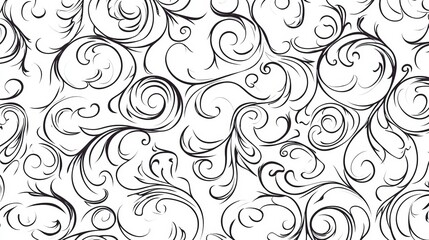 Fototapeta premium Elegant Swirling Floral Design Seamless Pattern