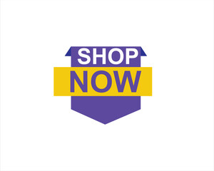 shop now button. Promotion sign on white background

