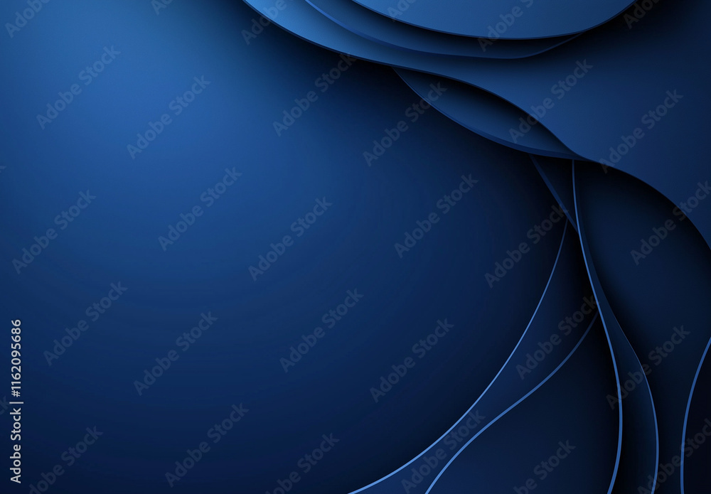 Poster elegant blue gradient background transitioning from light to deep tones, featuring a curved, dark ab