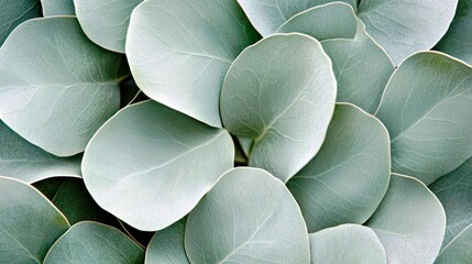 Obraz premium Close-Up View of Fresh Green Leaves with Soft Texture and Subtle Veins, Perfect for Nature and Botanical Themes in Design Projects