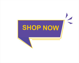 shop now button. Promotion sign on white background

