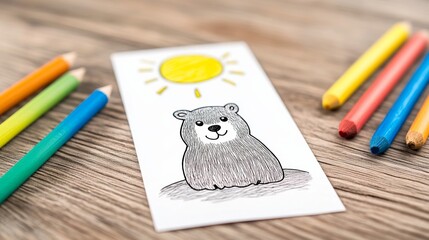 Kids designing and coloring their own Groundhog Day bookmarks featuring burrows, groundhogs, and sunny or cloudy weather patterns, useful and creative 
