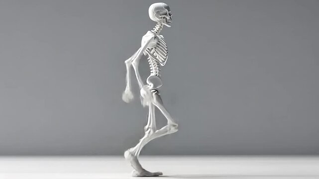 Walking skeleton model demonstrates human anatomy in motion