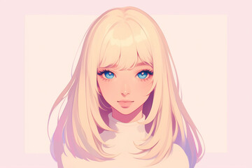 ロングヘアの女性のポートレート　Generative AI