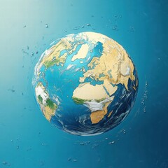 Fototapeta premium Exploring earth from above space digital art soft blue background aerial view cool blue tone