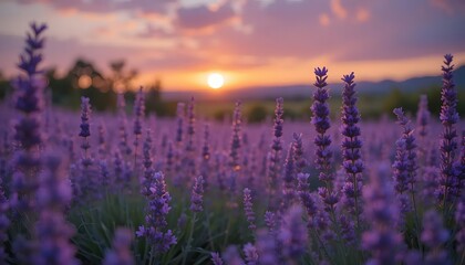 Obraz premium lavender field at sunset