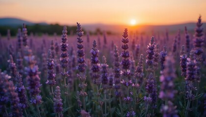 Fototapeta premium lavender field at sunset