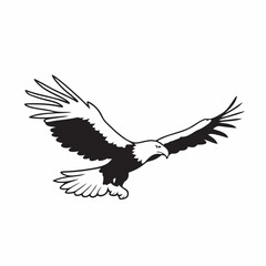Fototapeta premium flying hunting bald eagle black silhouette illustration design.