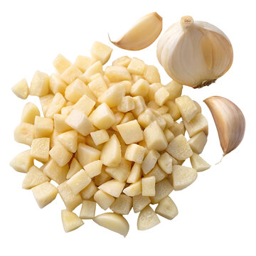 chopped garlic cloves isolated