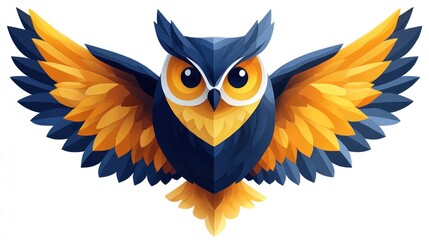 Obraz premium Geometric owl with outstretched wings.