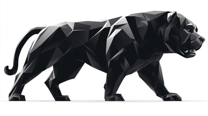 Low-poly black panther illustration.