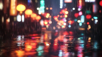 Multi-color bokeh raining light blurry background