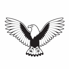 Obraz premium flying hunting bald eagle black silhouette illustration design.