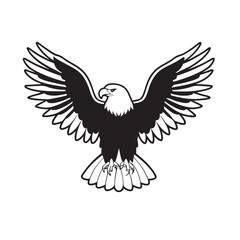 flying hunting bald eagle black silhouette illustration design.