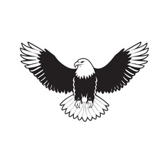 Obraz premium flying hunting bald eagle black silhouette illustration design.