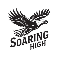 flying hunting bald eagle black silhouette illustration design.