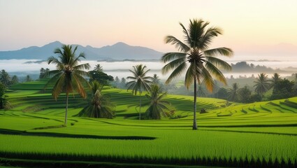 Sunrise over lush rice terraces ubud bali landscape photography tranquil environment