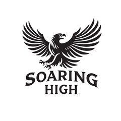 flying hunting bald eagle black silhouette illustration design.