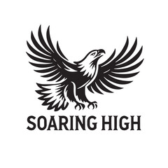 flying hunting bald eagle black silhouette illustration design.