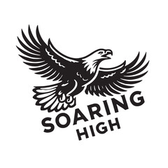 flying hunting bald eagle black silhouette illustration design.