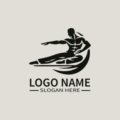 Tai Chi Man Logo Design, Martial Artist Logo, Balance and Harmony Logo, Qi Gong Logo, Wellness and Serenity Logo
