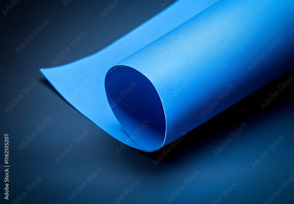 Poster elegant blue gradient background transitioning from light to deep tones, featuring a curved, dark ab