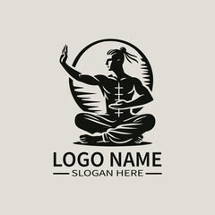 Tai Chi Man Logo Design, Martial Artist Logo, Balance and Harmony Logo, Qi Gong Logo, Wellness and Serenity Logo