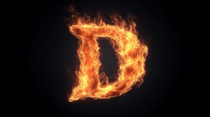 Fototapeta premium Fiery Letter D Burning Alphabet Design