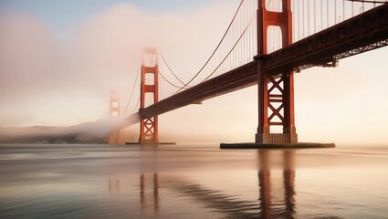 Fototapeta premium Exploring the golden gate bridge at dawn san francisco scenic photography calm waters