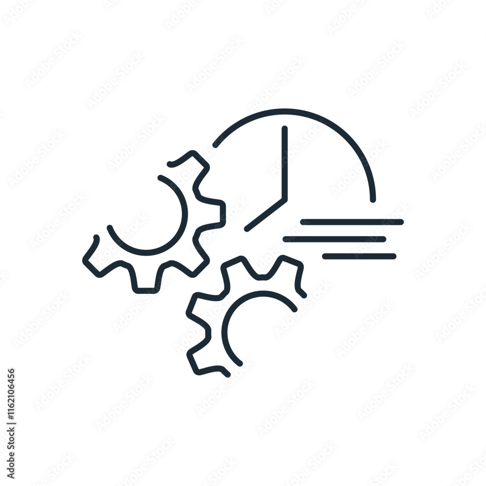 Poster time, process, speed. fast execution. vector linear icon isolated on white background.
