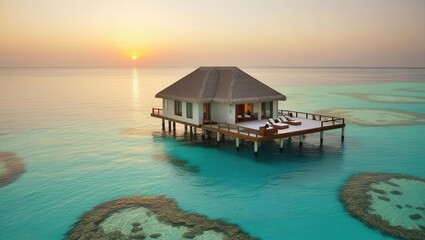 Sunset serenity at overwater villa maldives travel photography tropical paradise