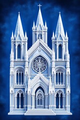 Fototapeta premium Detailed Gothic Cathedral Facade in CGI Style