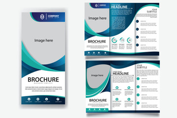 TRIFOLD BROCHURE. Marketing, Webinar Landing Page Template. Vector graphics.