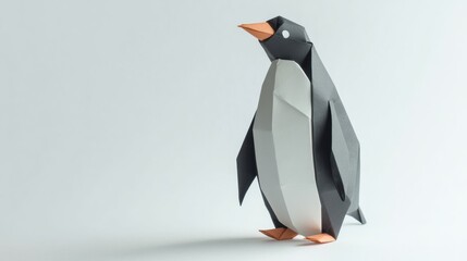 origami penguin white background