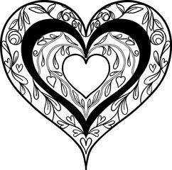 Vector of Ornate Heart with Floral Pattern and Decorative Elements