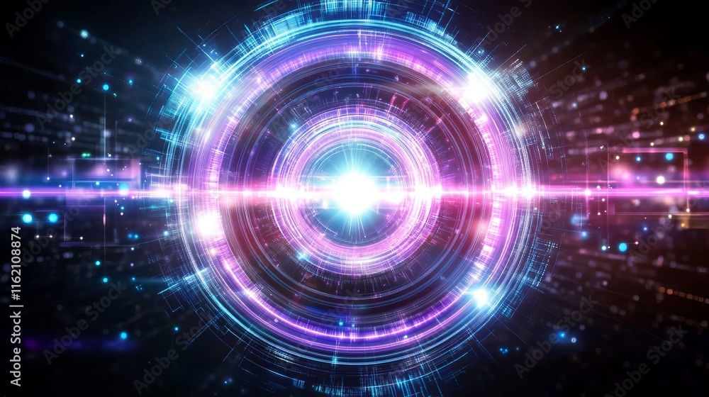 Poster futuristic circular tech interface design
