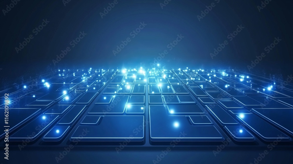 Poster futuristic digital network grid glowing data stream