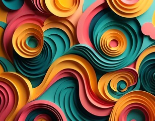 Abstract Colorful Paper Art Swirls and Circles