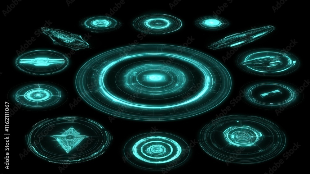 Poster futuristic hud interface elements sci-fi design concepts